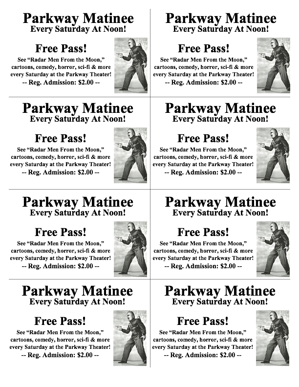 Cafe Roxy free pass sheet